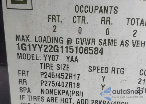 2001 Chevrolet Corvette from USA, damaged, VIN 1G1YY22G115106584